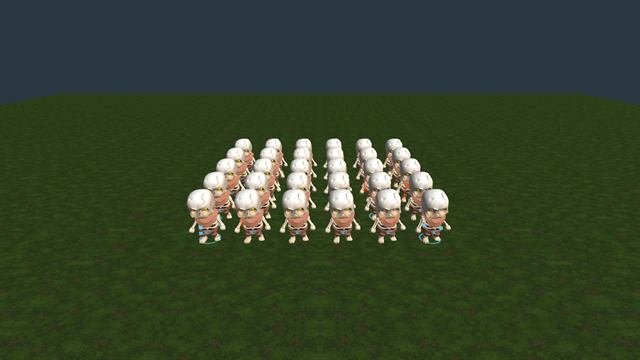 A horde of skeletons hit by fire, frost and poison